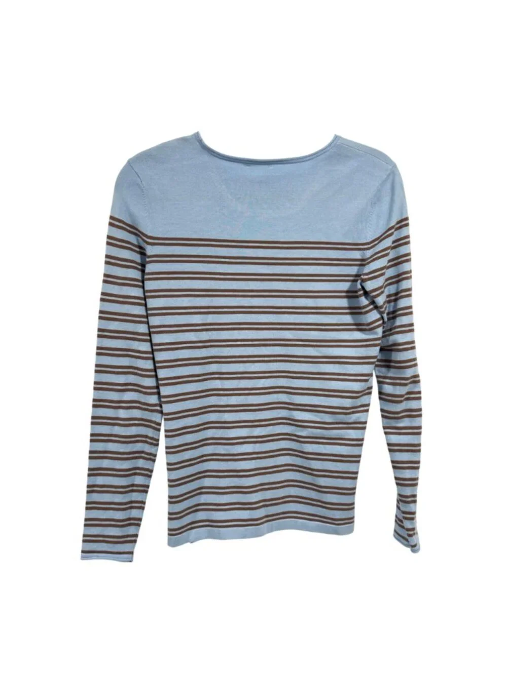 J. McLaughlin Poet Blue and Brown Striped Cotton Modal Sweater Size S